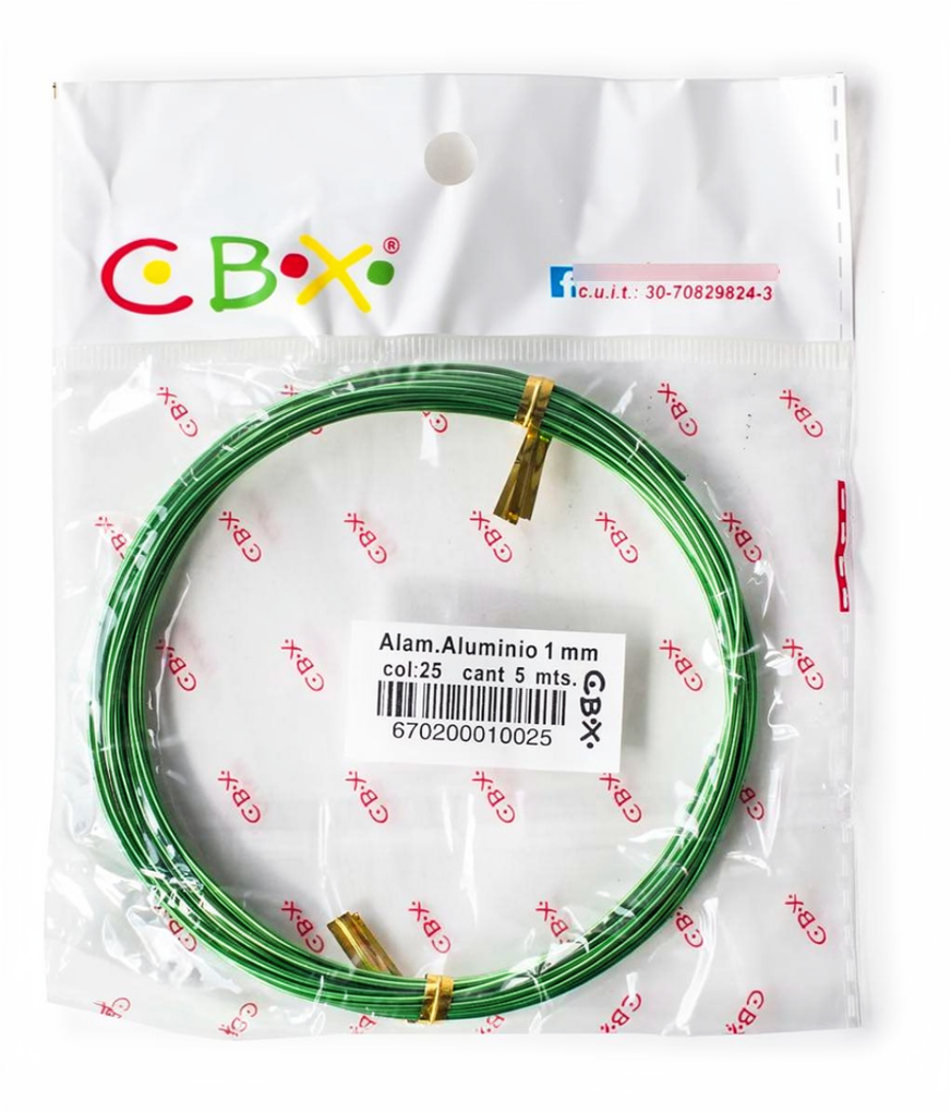 ALAMBRE ALUMINIO 1MM X 5MTS VERDE CBX