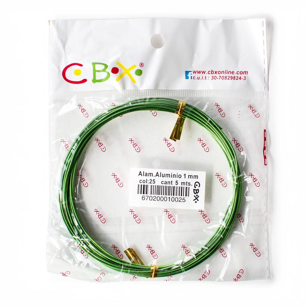 ALAMBRE ALUMINIO 1MM X 5MTS VERDE CLARO CBX