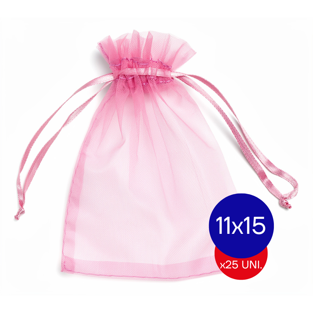 BOLSA ORGANZA 11X15 ROSA LISA COD 6 X25 UNID.