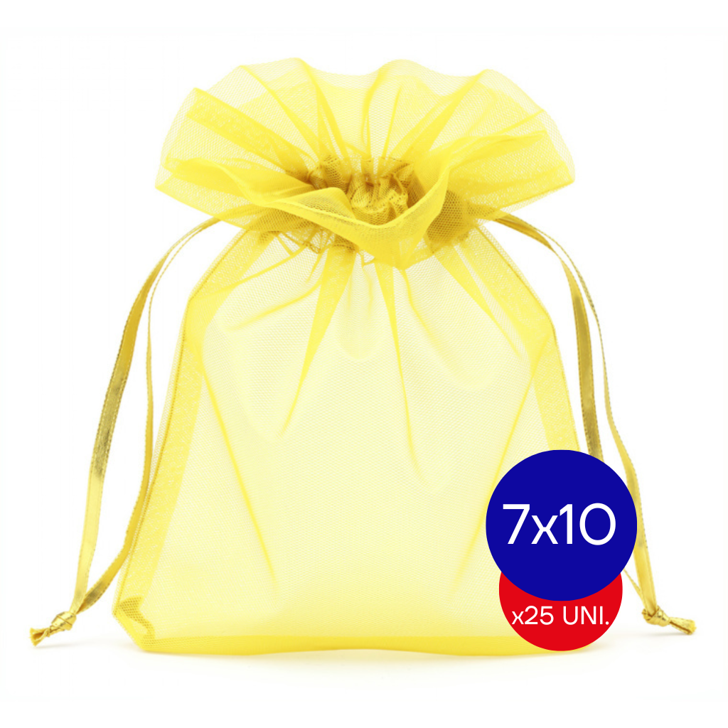 BOLSA ORGANZA 7X10 AMARILLO LISA COD 16 X25 UNID.
