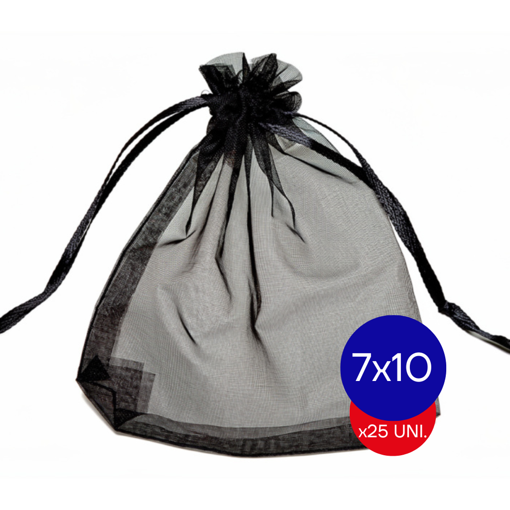 BOLSA ORGANZA 7X10 NEGRO LISA COD14 X25 UNID.