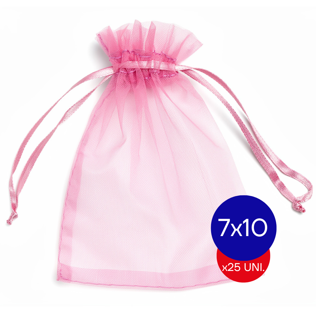 BOLSA ORGANZA 7X10 ROSA LISA COD6 X25 UNID.