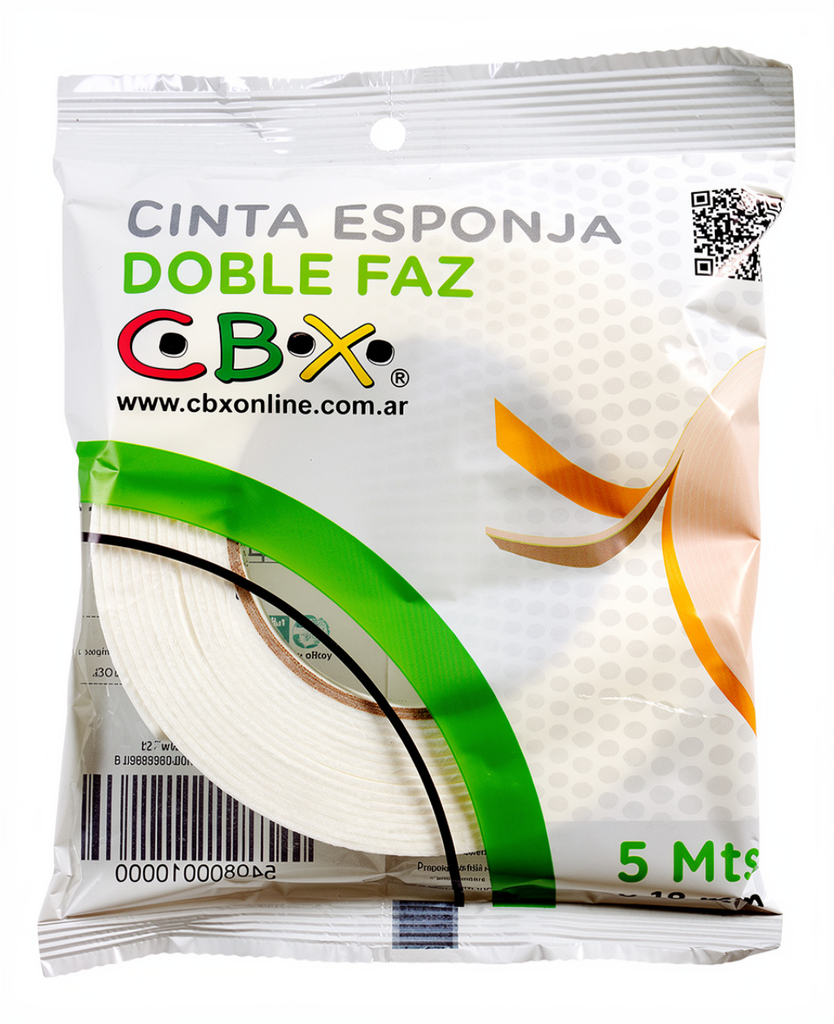 CINTA BIFAZ ESPONJA 18MM X 5 MTS CBX 