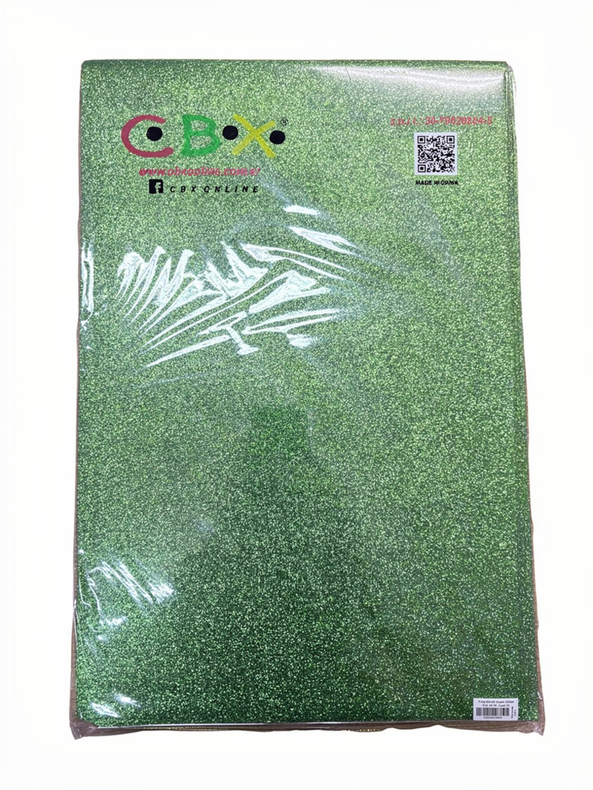 GOMA EVA GLITTER CBX M-78 VERDE NAVIDAD