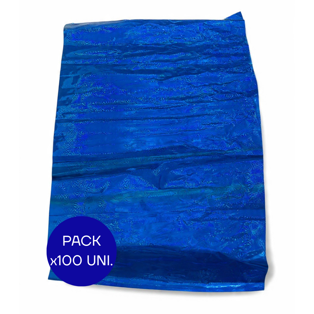 PAPEL HOLOGRAFICO AZUL PAQ X100