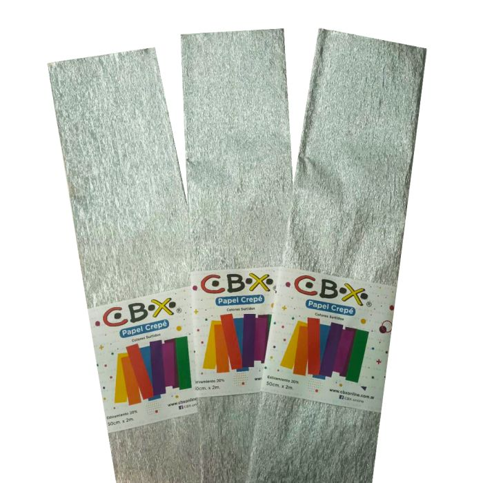 PAPEL CREPE CBX METALIZADO C/U PLATA