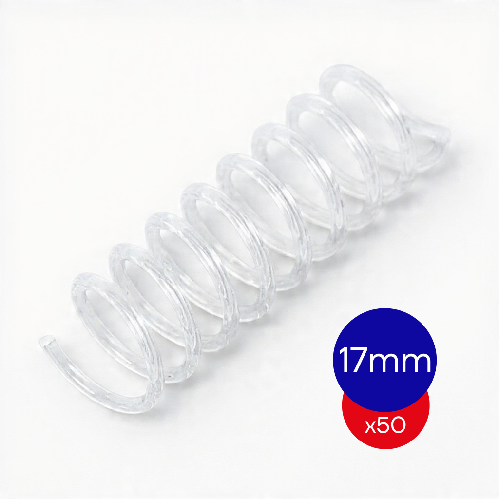 ESPIRAL PVC TRANSPARENTE X PAQ DASA 17MM TRANSPARENTE PAQ X 50