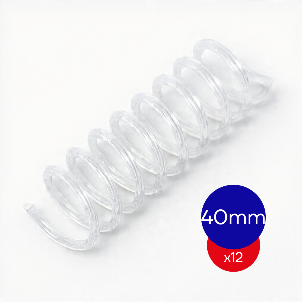 ESPIRAL PVC TRANSPARENTE X PAQ DASA 40MM TRANSPARENTE PAQ X 12