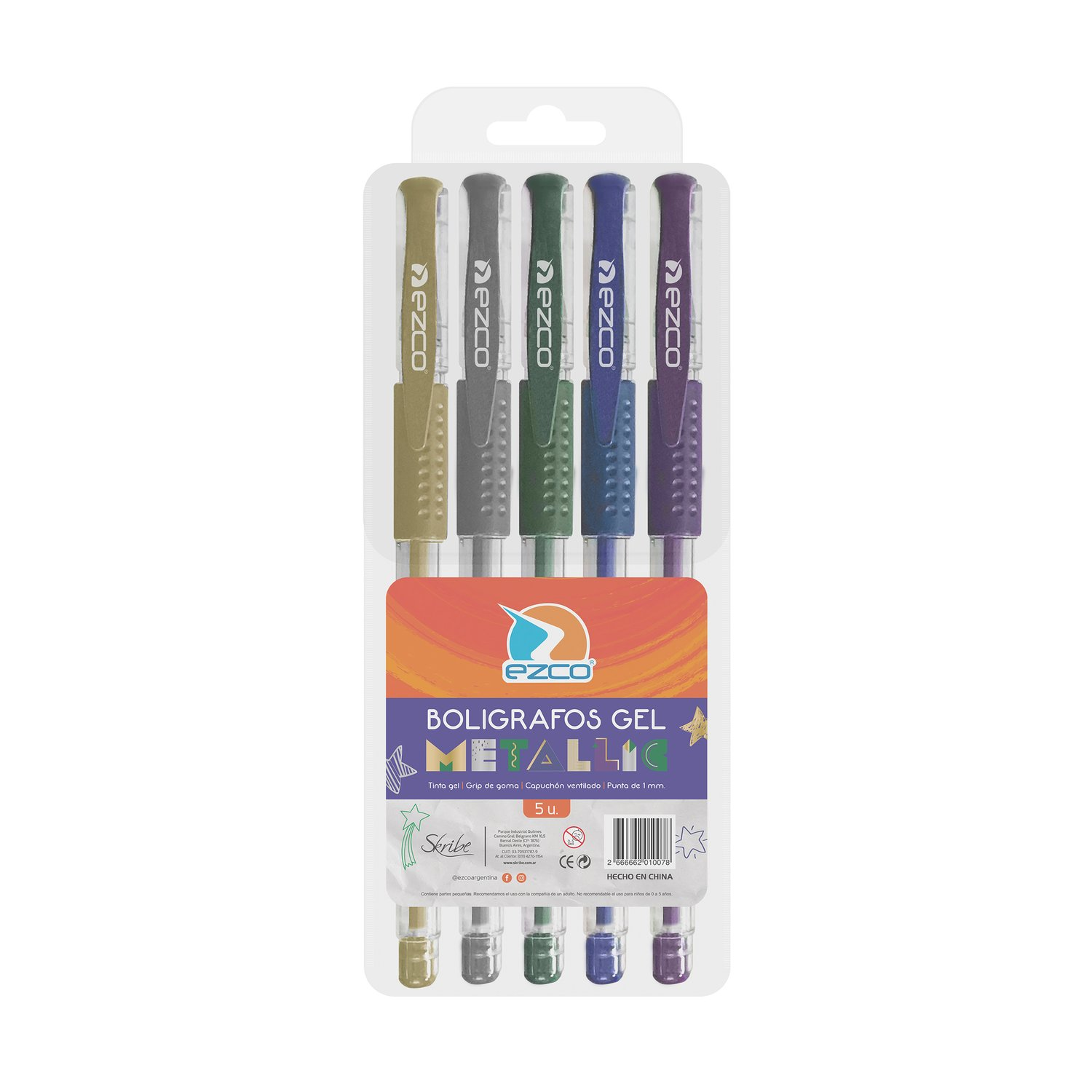 BOLIGRAFO METALIZADO ESTUCHE PVC X 5 EZCO