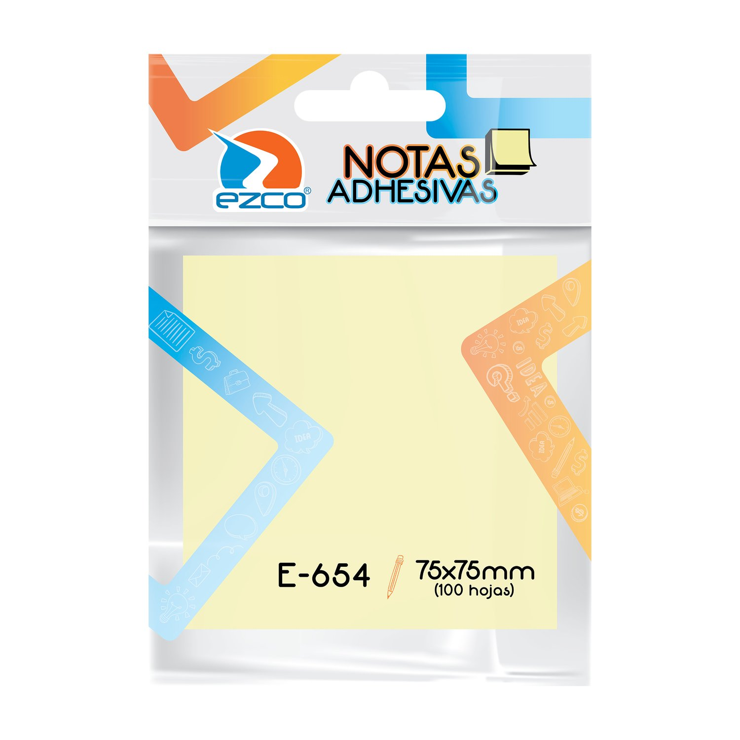 NOTAS ADHESIVAS AMARILLA 75X75MM X 100 HOJAS E-654