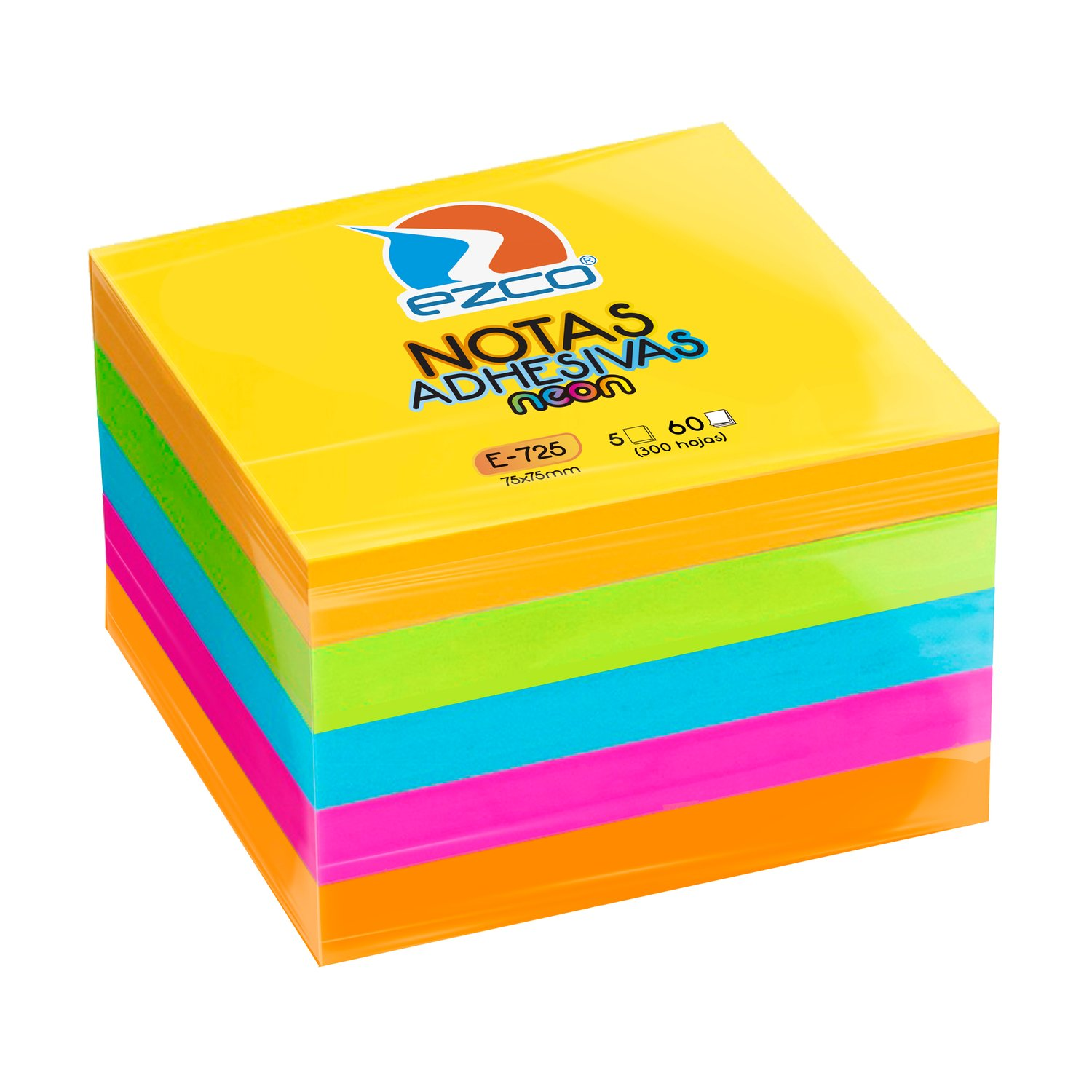 NOTAS ADHESIVAS EZCO NEON 75X75 MM X 300 HJS