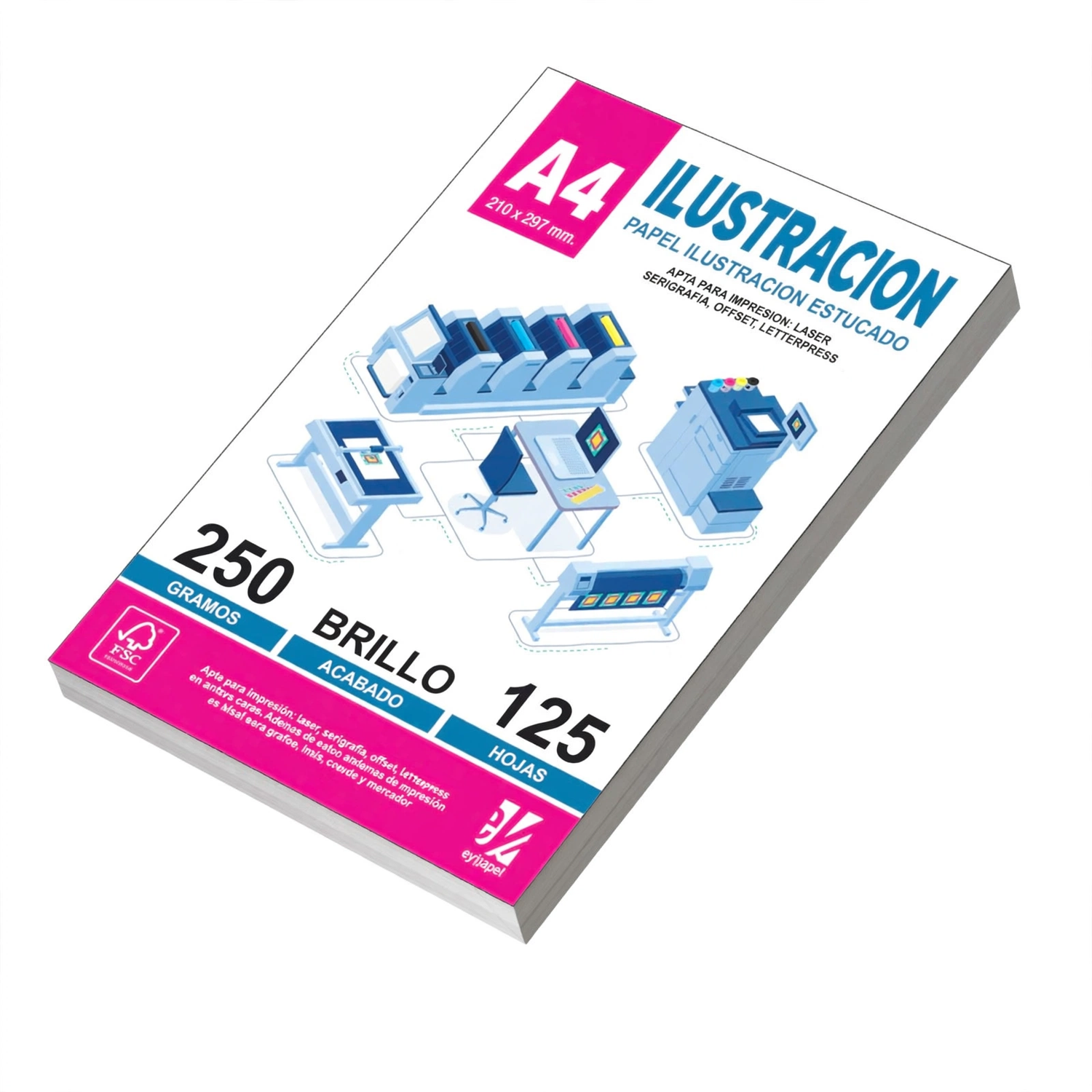 PAPEL ILUSTRACION BRILLO A4 250G X 125 HOJAS EYPAPEL