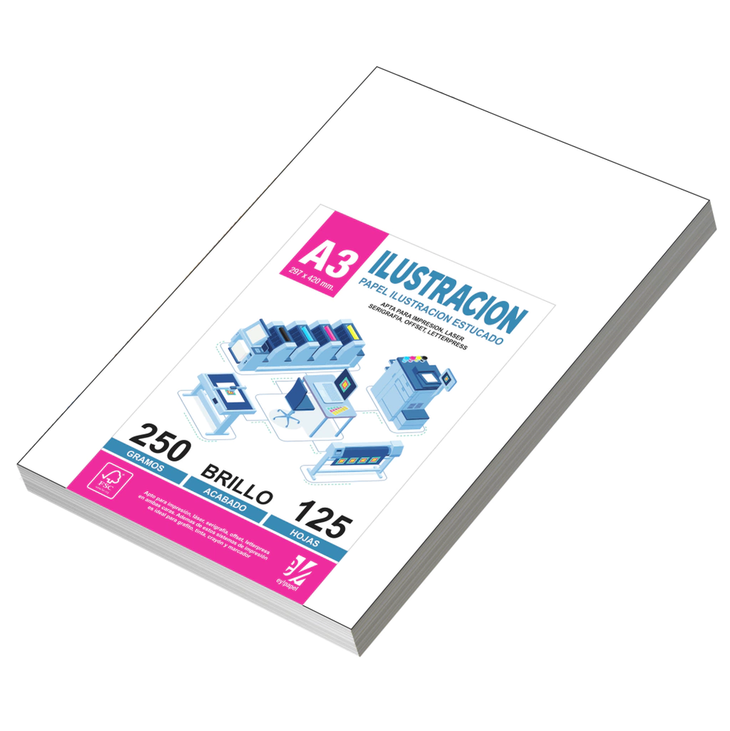 PAPEL ILUSTRACION BRILLO A3 250G X 125 HOJAS EY PAPEL