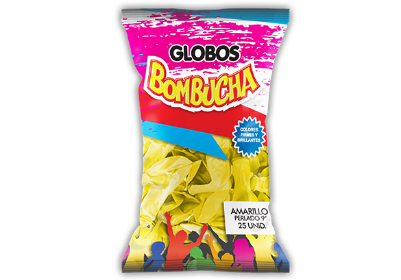 GLOBO BOMBUCHA PERLADO 9" AMARILLO X 25UNID
