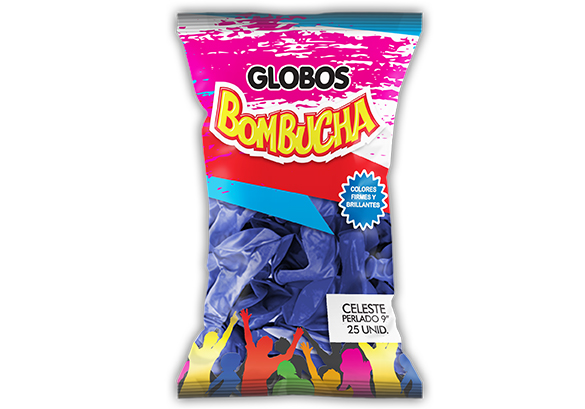 GLOBO BOMBUCHA PERLADO 9" AZUL X 25UNID