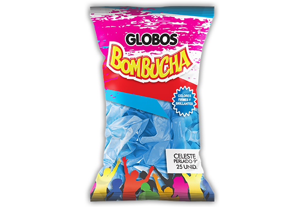 GLOBO BOMBUCHA PERLADO 9" CELESTE X 25UNID