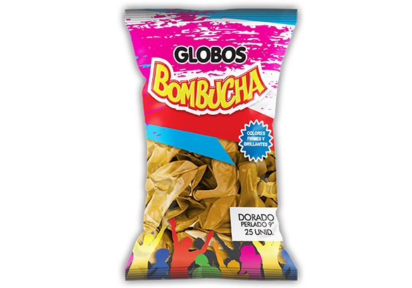 GLOBO BOMBUCHA PERLADO 9" DORADO X25UNID
