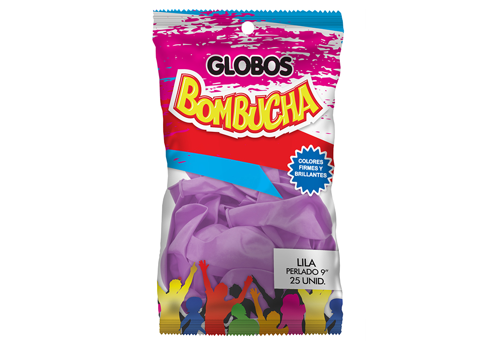 GLOBO BOMBUCHA PERLADO 9" LILA X25UNID