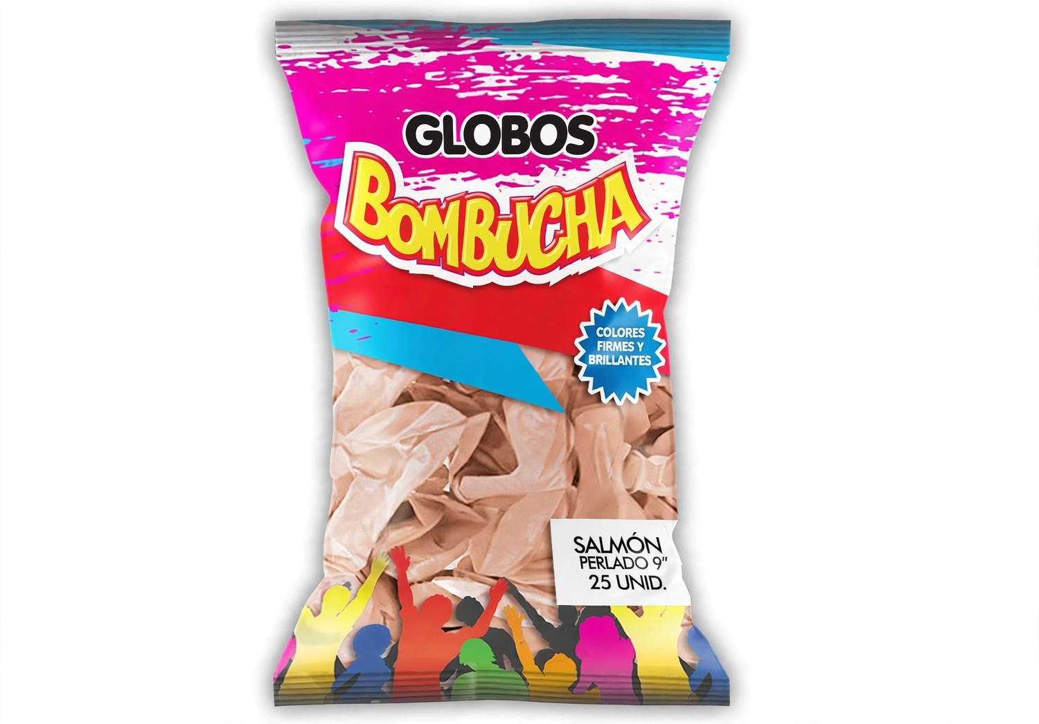 GLOBO BOMBUCHA PERLADO 9" SALMON X 25UNID