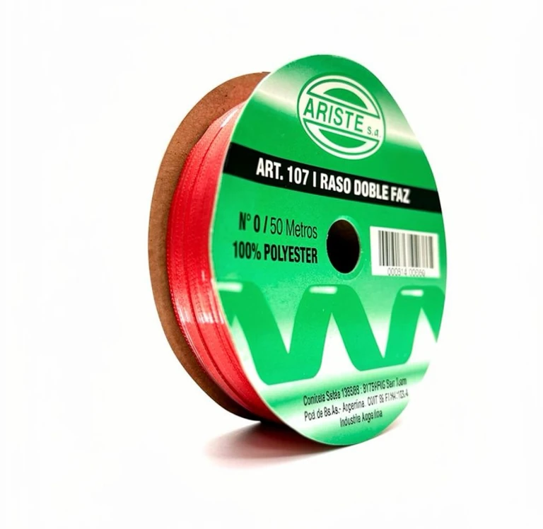 CINTA RASO DOBLE FAZ N0 ROJO (3MM) X 50MTS