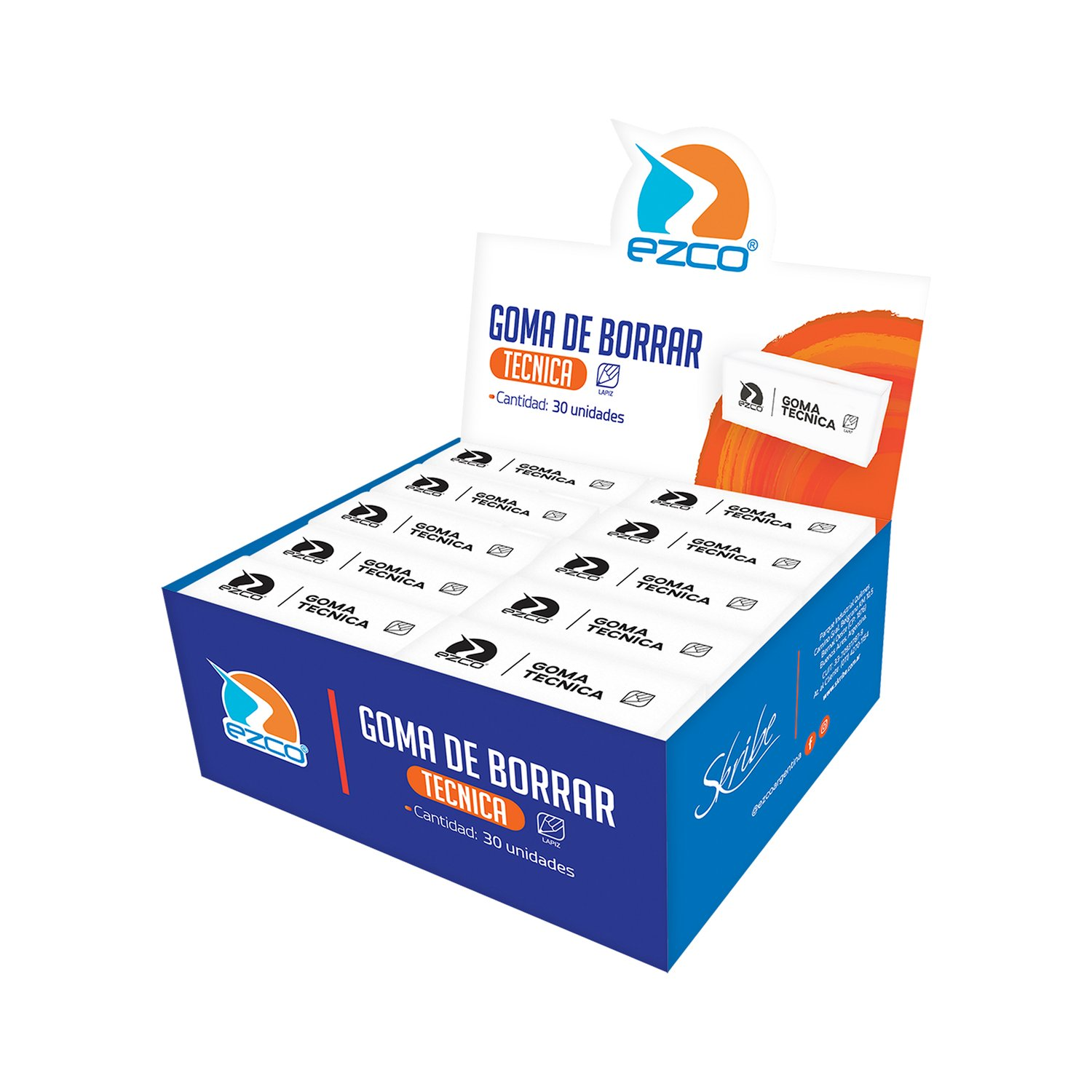 GOMA EZCO TECNICA LAPIZ BLANCA CAJA X 30 UN
