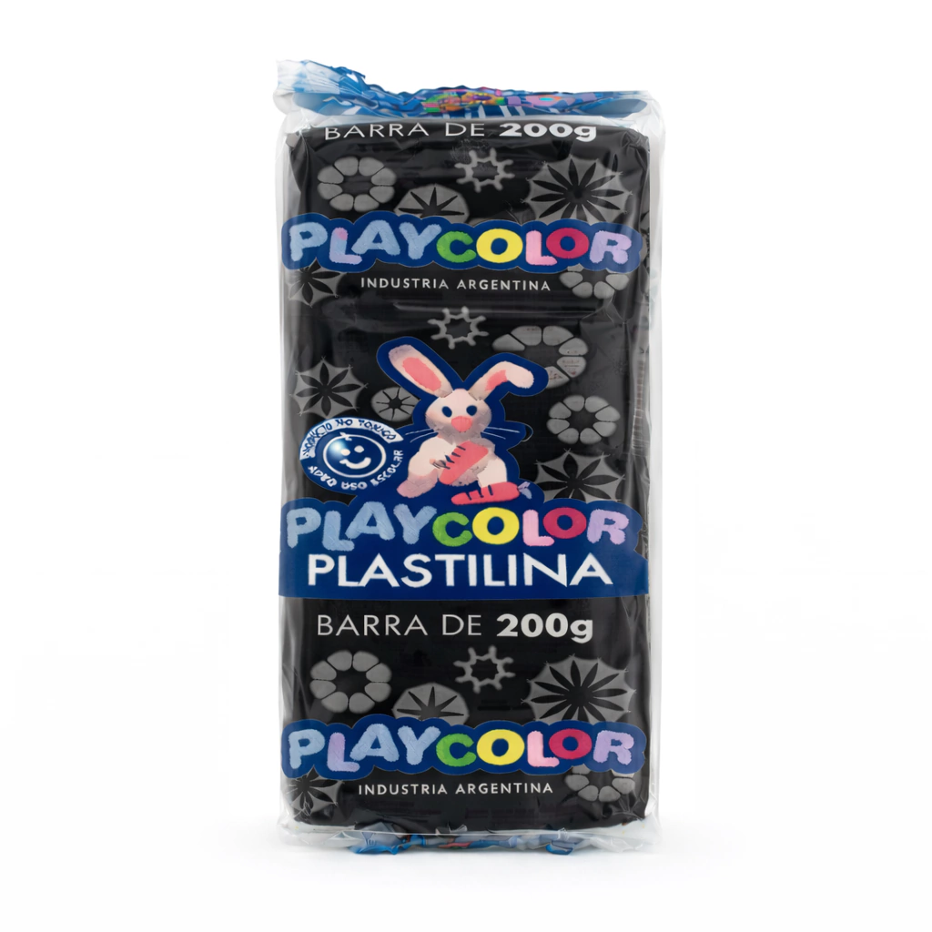 PLASTILINA PLAYCOLOR BARRA * 200 GS NEGRO