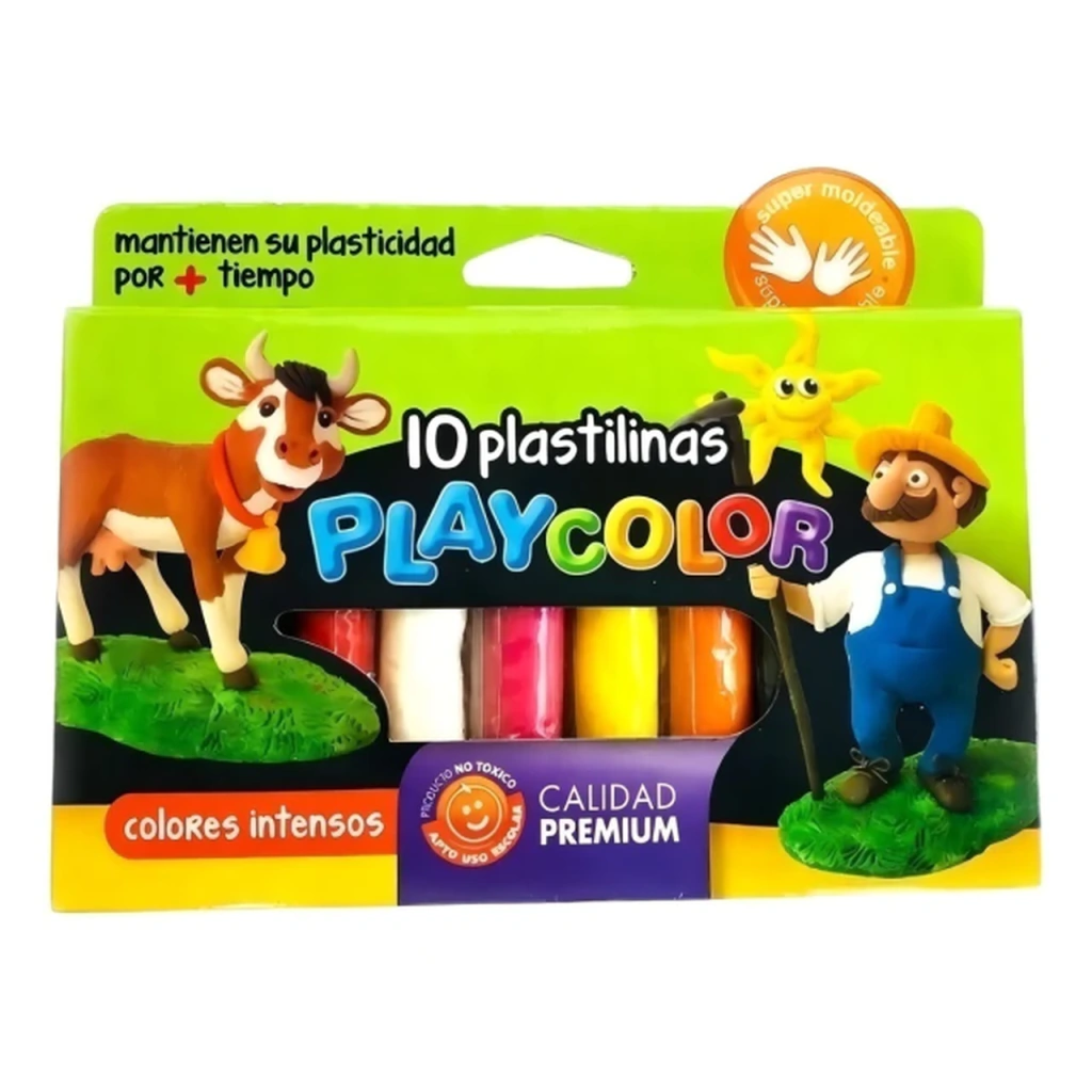 PLASTILINA PLAYCOLOR CAJA *10 BARRAS SURTIDAS
