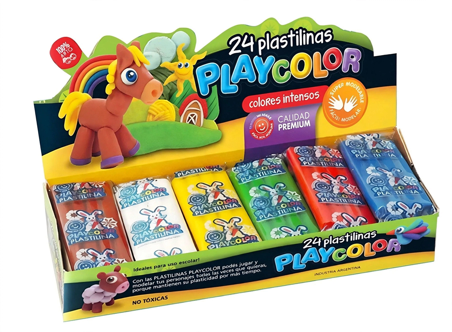 PLASTILINA PLAYCOLOR CAJA X 24 BARRA SURTIDAS