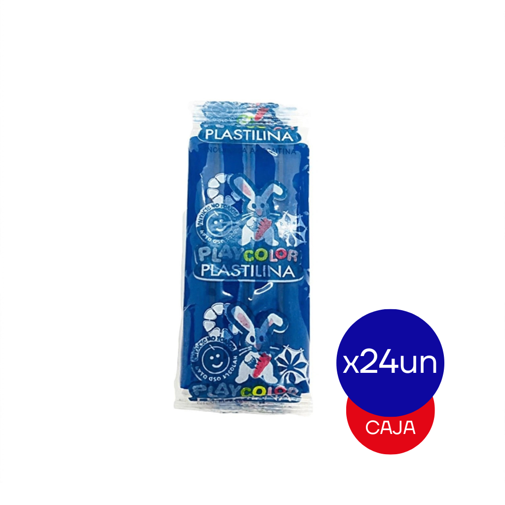 PLASTILINA PLAYCOLOR CHICA AZUL CAJA X24