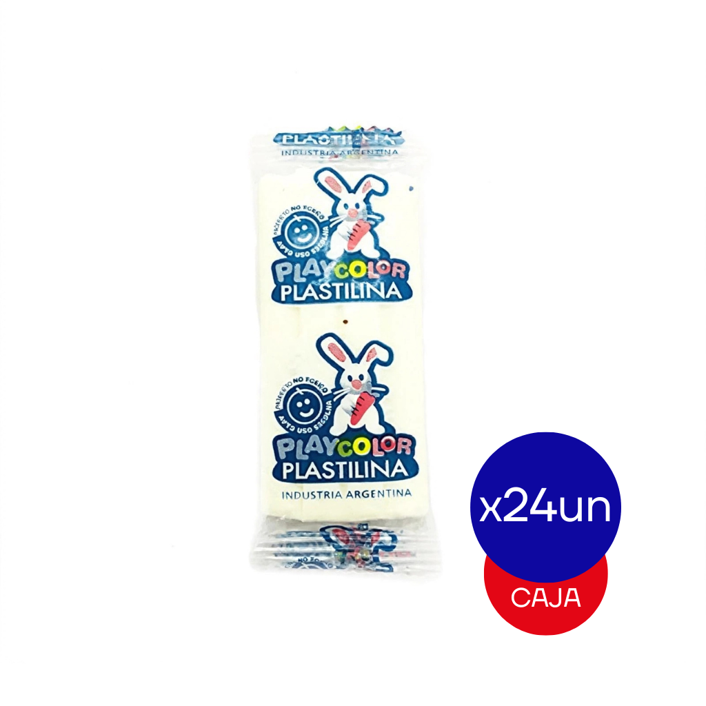 PLASTILINA PLAYCOLOR CHICA BLANCO CAJA X24