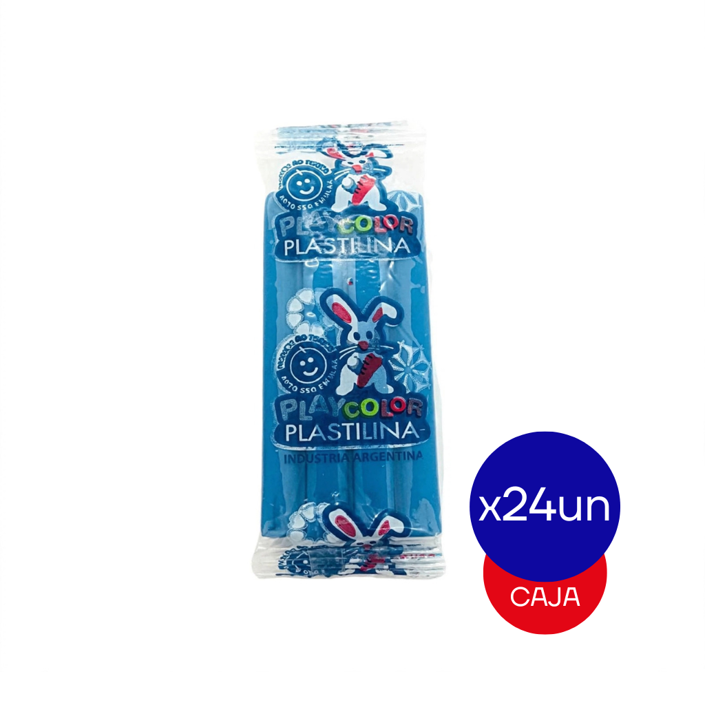 PLASTILINA PLAYCOLOR CHICA CELESTE CAJA X24