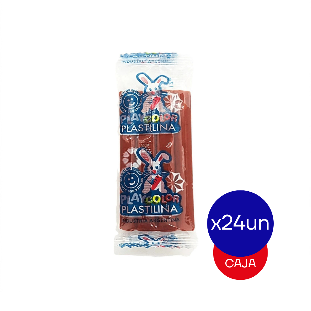PLASTILINA PLAYCOLOR CHICA MARRON CAJA X24