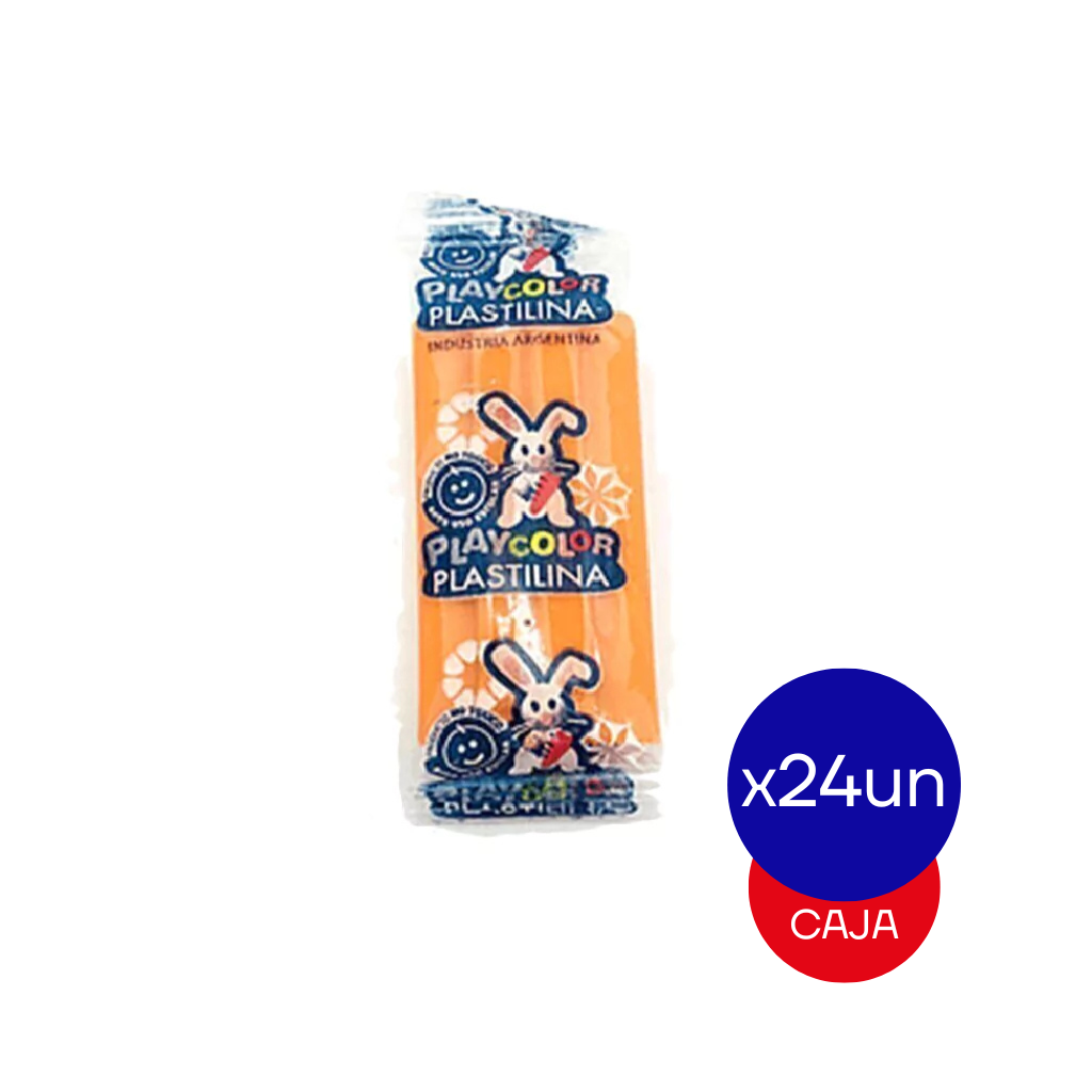 PLASTILINA PLAYCOLOR CHICA NARANJA CAJA X24