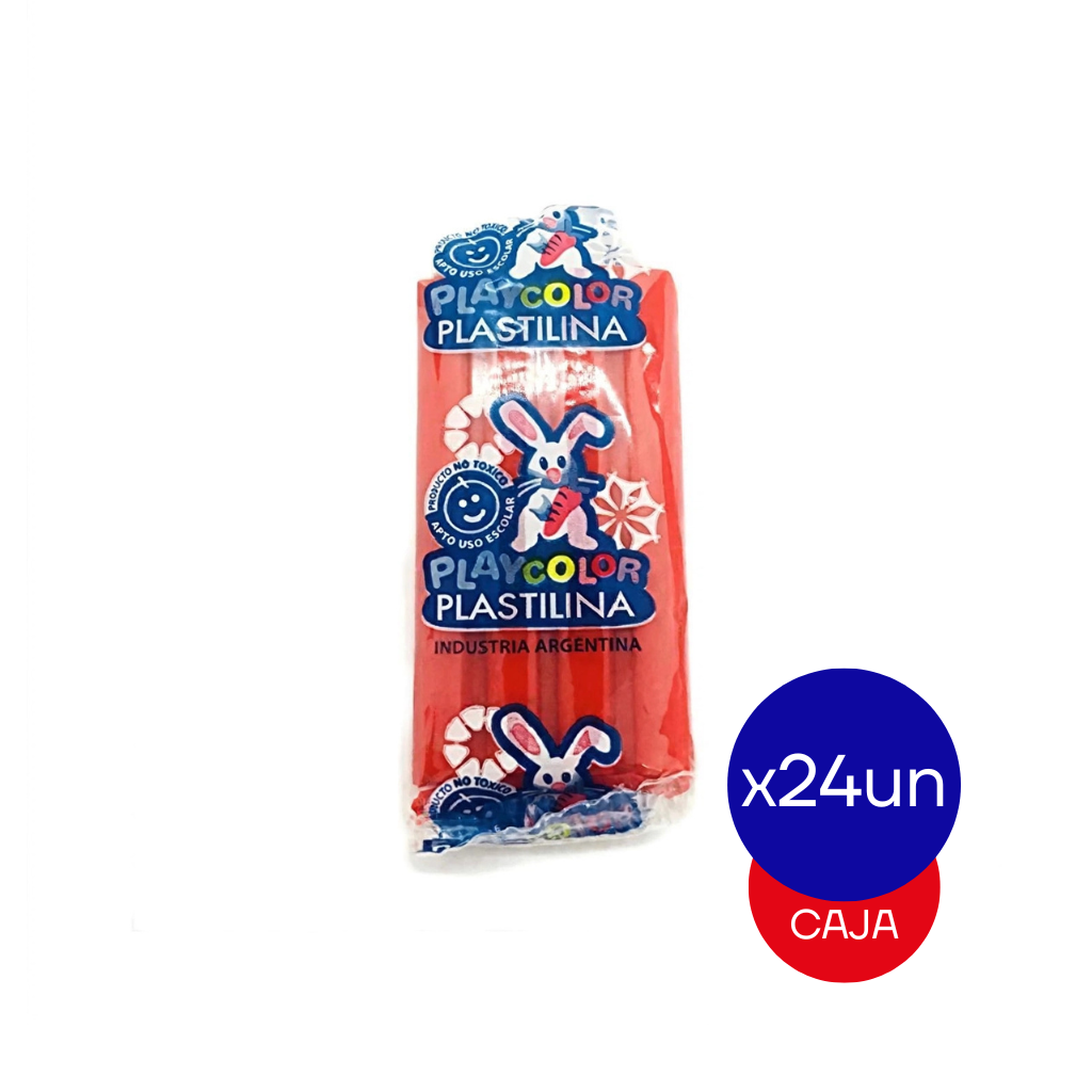 PLASTILINA PLAYCOLOR CHICA ROJO CAJA X24