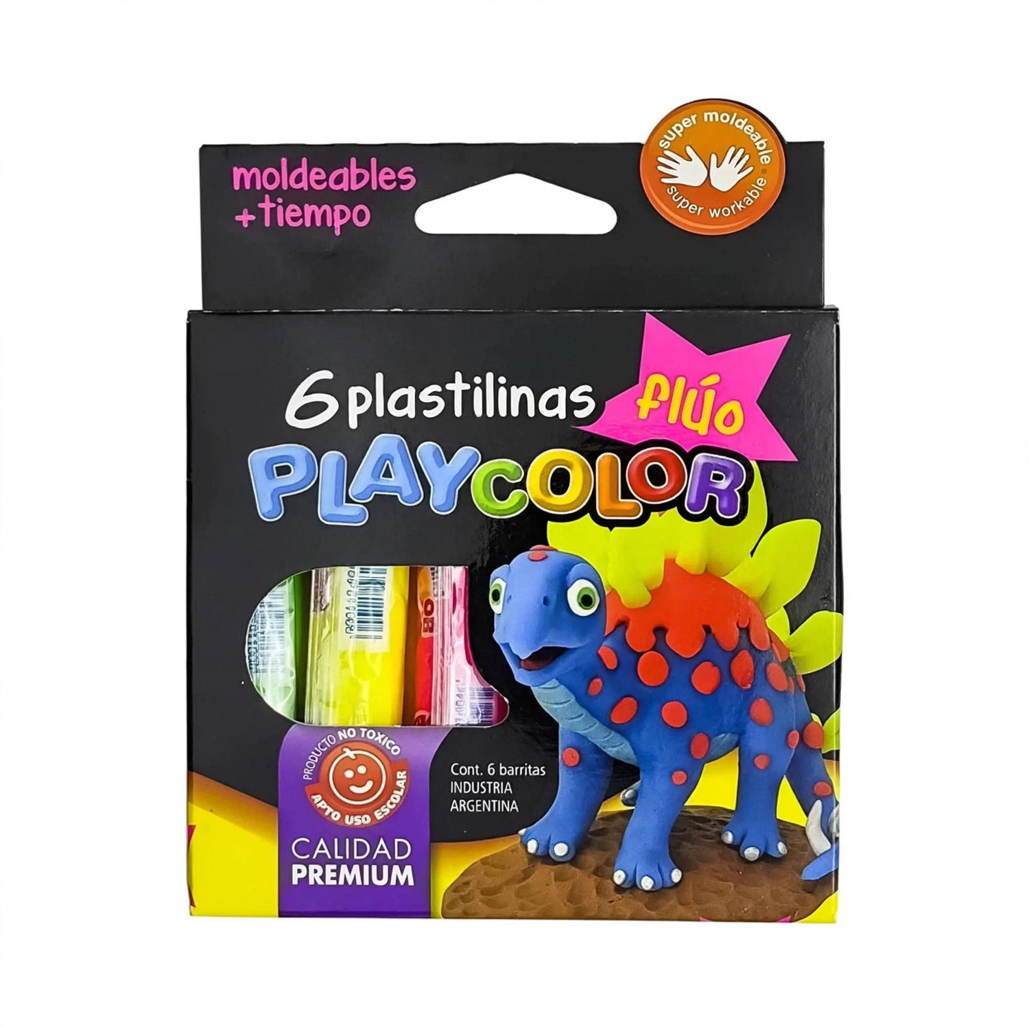 PLASTILINA PLAYCOLOR EN BARRITAS SURTIDO X 6 FLUO