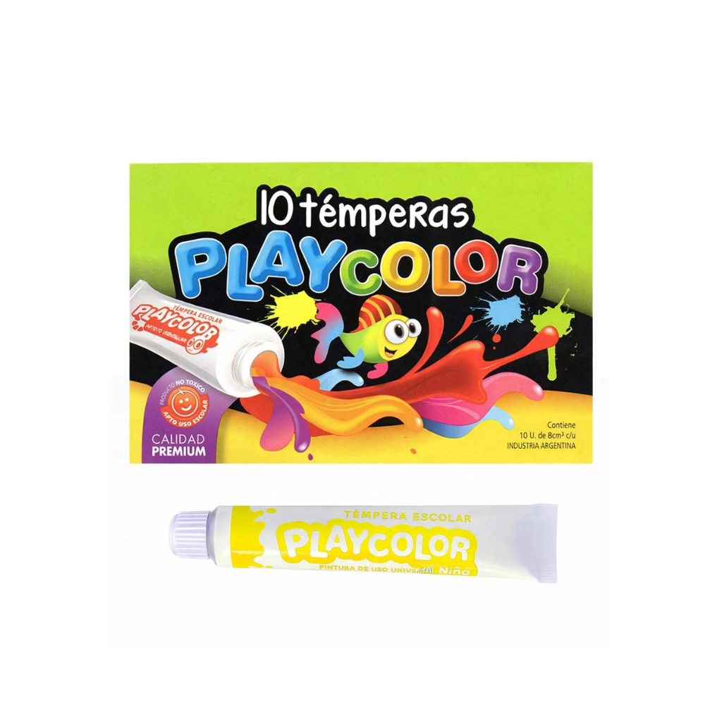 TEMPERA PLAYCOLOR POMO 8ML AMARILLO MEDIO CAJA X10