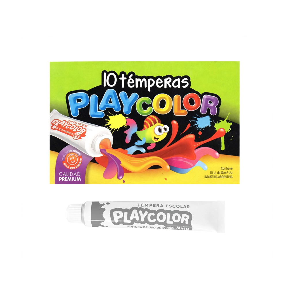 TEMPERA PLAYCOLOR POMO 8ML BLANCO CAJA X10