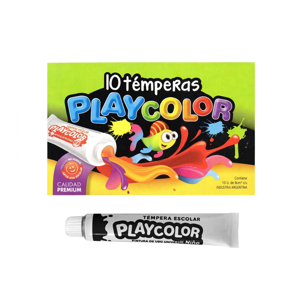 TEMPERA PLAYCOLOR POMO 8ML NEGRO CAJA X10