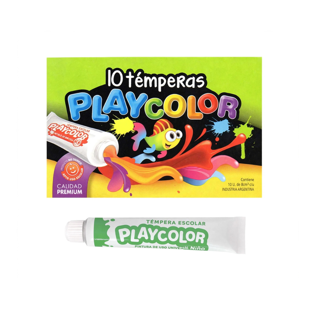 TEMPERA PLAYCOLOR POMO 8ML VERDE OSCURO CAJA X10