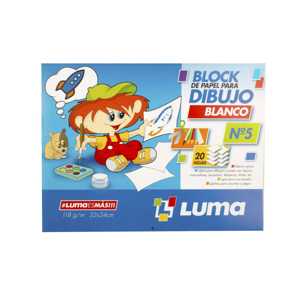 BLOCK P/DIBUJO LUMA NRO 5 BLANCO X20HS