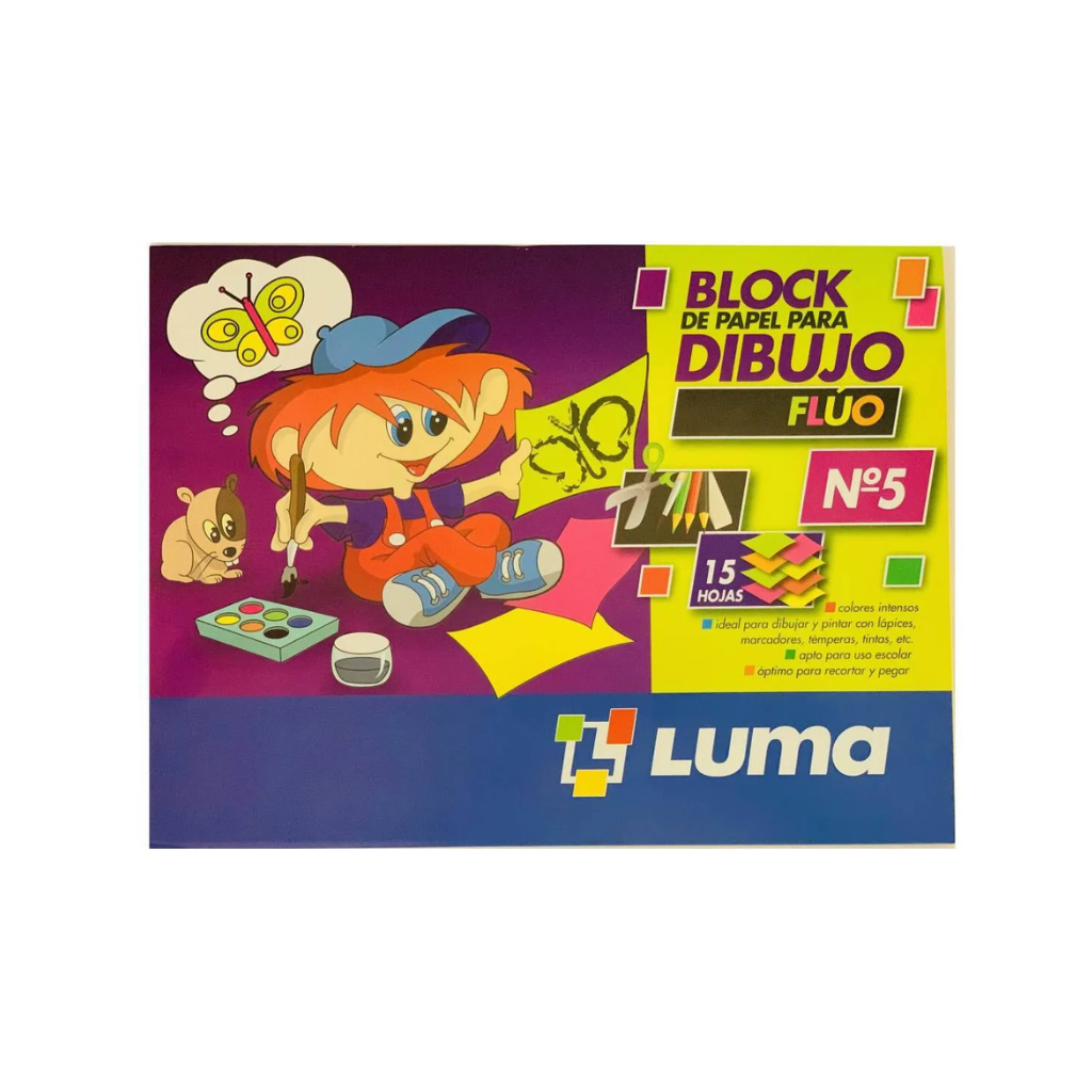 BLOCK P/DIBUJO LUMA NRO 5 FLUO X 15 HJS
