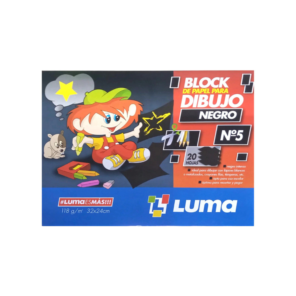 BLOCK P/DIBUJO LUMA NRO 5 NEGRO X20HS