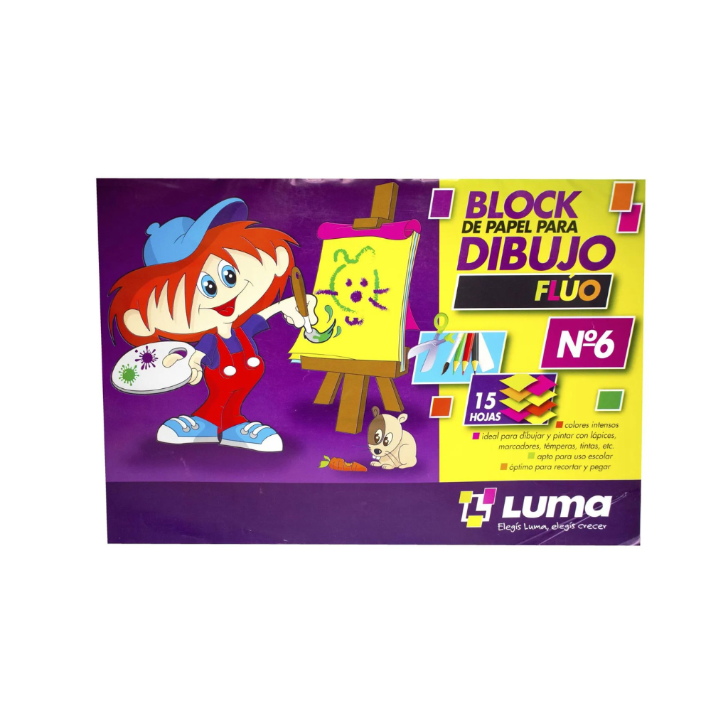 BLOCK P/DIBUJO LUMA NRO 6 FLUO X 15 HJS