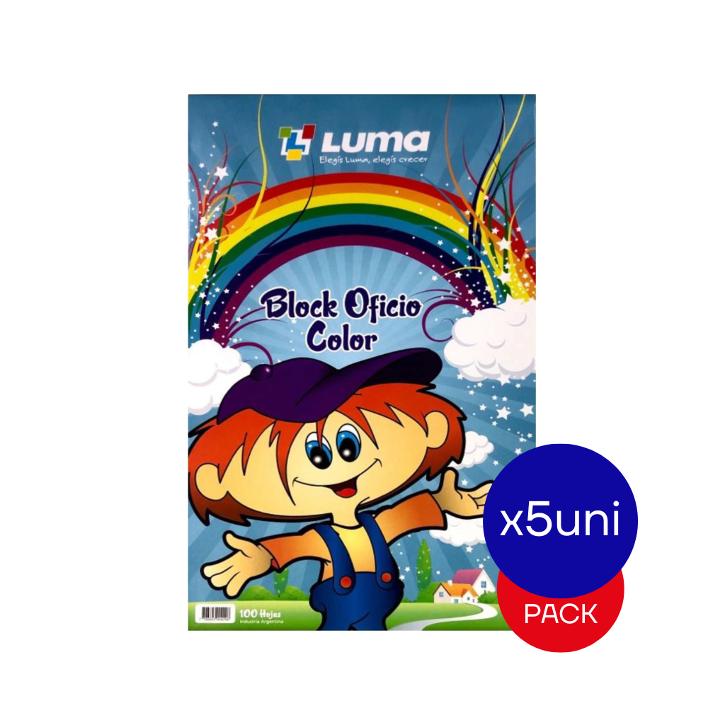BLOCK OFICIO LUMA X 100 HJS COLOR PAQ X5 UNID.