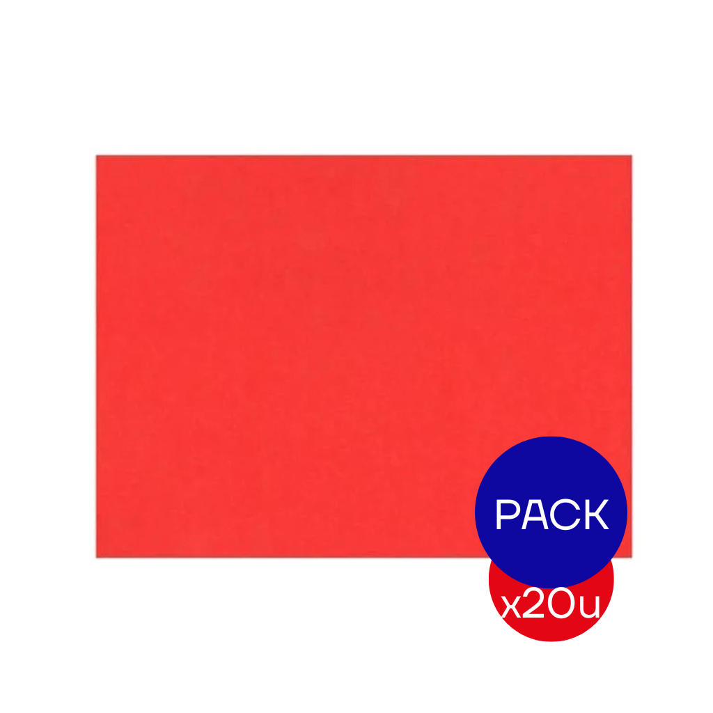 CARTULINA ESCOLAR LISA 45X63CM ROJO X PAQ X20 UNID.