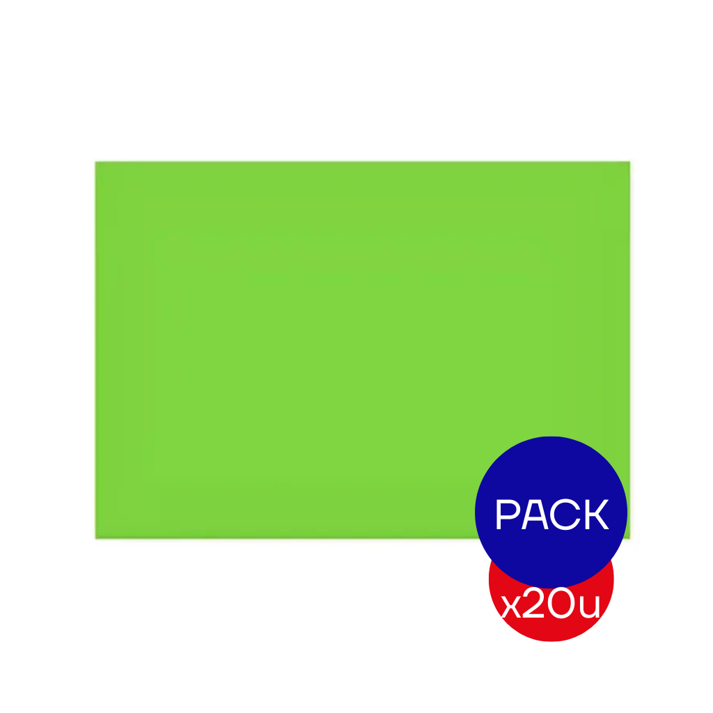 CARTULINA ESCOLAR LISA 45X63CM VERDE CLARO X PAQ X20 UNID.