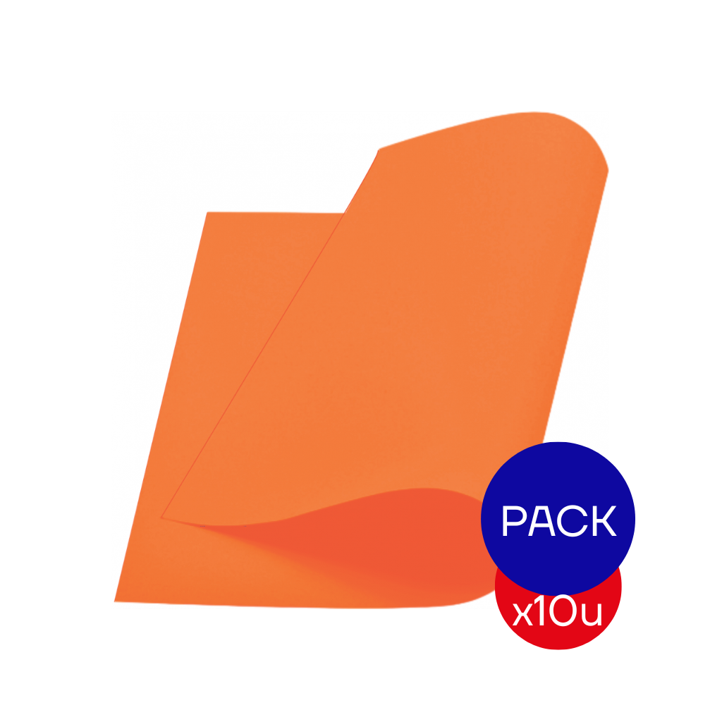 CARTULINA FLUO NARANJA X PAQ X10 UNID.