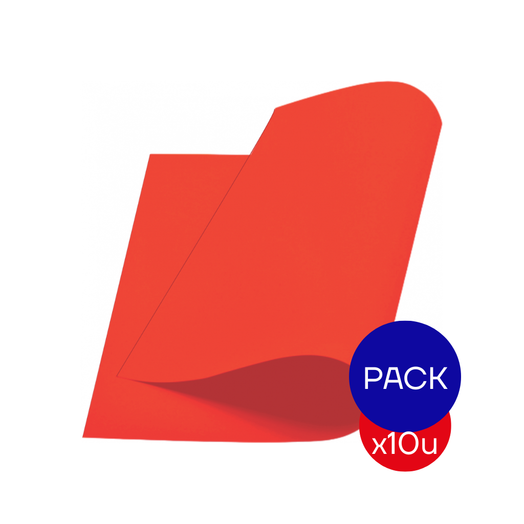 CARTULINA FLUO ROJO X PAQ X10 UNID.