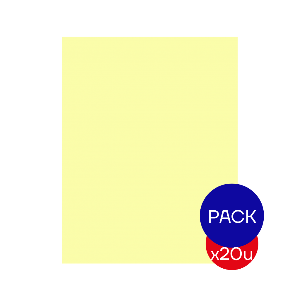 CARTULINA LISA PASTEL AMARILLO 45X63CM X PAQ X20 UNID.