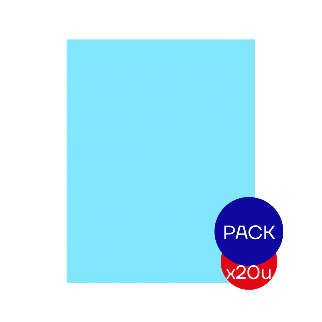 CARTULINA LISA PASTEL CELESTE 45X63CM X PAQ X20 UNID.